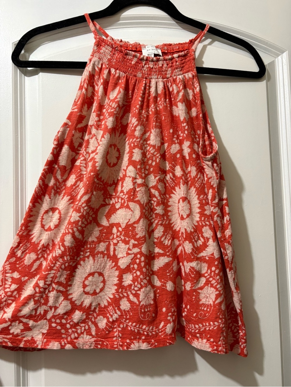 Lucky Brand Coral and Cream Floral Halter Tank